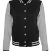 Ladies Sweat College Jacket Build Your Brand - black grey heather