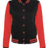 Ladies Sweat College Jacket Build Your Brand - black red