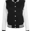 Ladies Sweat College Jacket Build Your Brand - black white