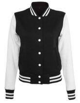 Ladies Sweat College Jacket Build Your Brand - black white