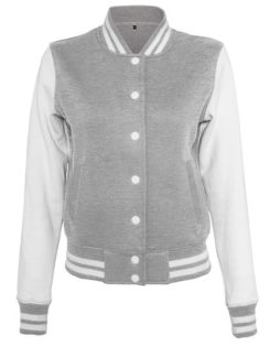 Ladies Sweat College Jacket Build Your Brand - grey heather white