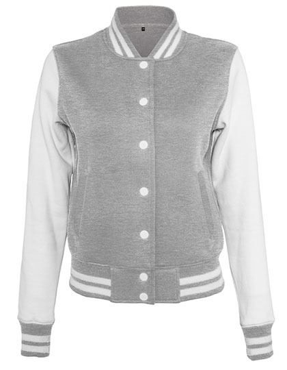 Ladies Sweat College Jacket Build Your Brand - grey heather white Ladies Sweat College Jacket Build Your Brand - grey heather white
