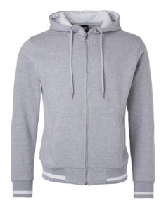 Mens Club Sweat Jacket James and Nicholson - grey heather white