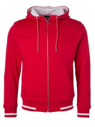 Mens Club Sweat Jacket James and Nicholson - red white