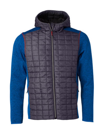 Mens Knitted Hybrid Jacket James & Nicholson - royal melange/anthracite melange