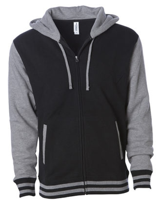 Unisex Heavyweight Vasity Zip Hood Independent - black grey heather