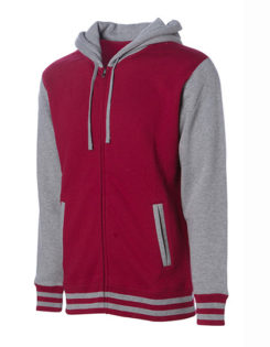 Unisex Heavyweight Vasity Zip Hood Independent - cardinal grey heather