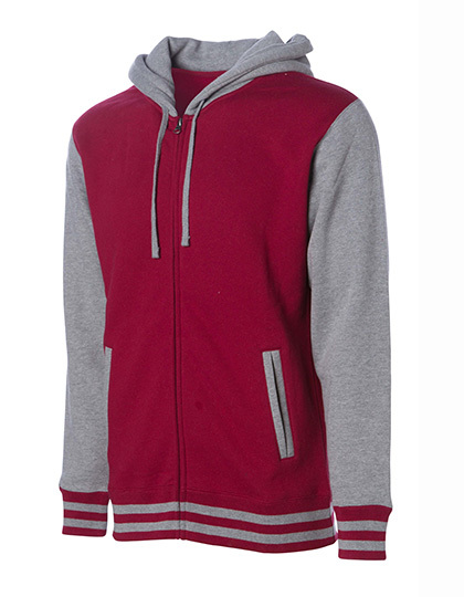 Unisex Heavyweight Vasity Zip Hood Independent - cardinal grey heather Unisex Heavyweight Vasity Zip Hood Independent - cardinal grey heather