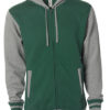 Unisex Heavyweight Vasity Zip Hood Independent - green grey heather