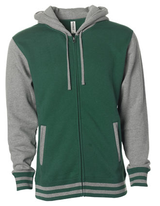 Unisex Heavyweight Vasity Zip Hood Independent - green grey heather