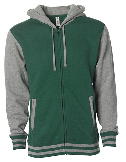 Unisex Heavyweight Vasity Zip Hood Independent - green grey heather Unisex Heavyweight Vasity Zip Hood Independent - green grey heather