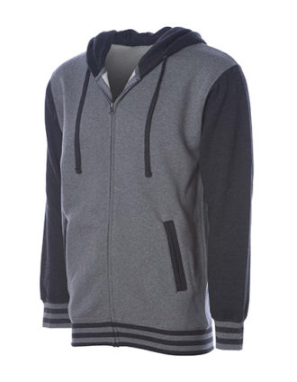 Unisex Heavyweight Vasity Zip Hood Independent - grey heather charcoal