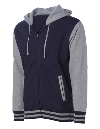 Unisex Heavyweight Vasity Zip Hood Independent - navy grey heather