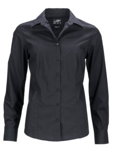 Ladies Business Shirt Long Sleeved James & Nicholson - black