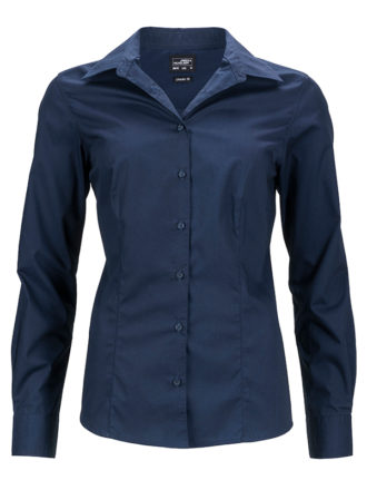 Ladies Business Shirt Long Sleeved James & Nicholson - navy