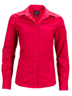 Ladies Business Shirt Long Sleeved James & Nicholson - red