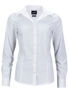 Ladies Business Shirt Long Sleeved James & Nicholson - white