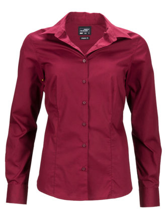 Ladies Business Shirt Long Sleeved James & Nicholson - wine