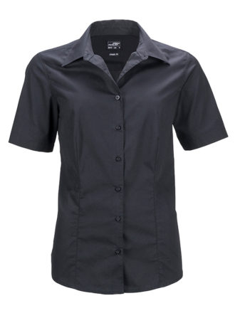 Ladies Business Shirt Short Sleeved James & Nicholson - black