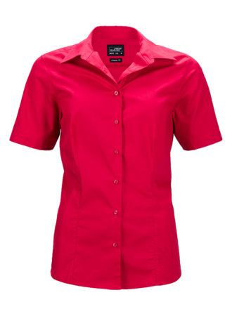 Ladies Business Shirt Short Sleeved James & Nicholson - red