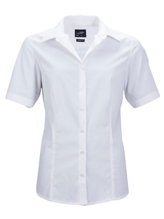 Ladies Business Shirt Short Sleeved James & Nicholson - white