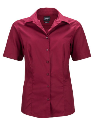 Ladies Business Shirt Short Sleeved James & Nicholson - wine