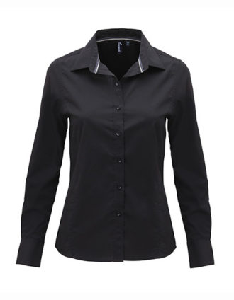 Ladies Long Sleeve Fitted Friday Bar Shirt Premier - black