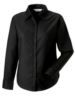 Ladies Long Sleeve Oxford Shirt Russel - black