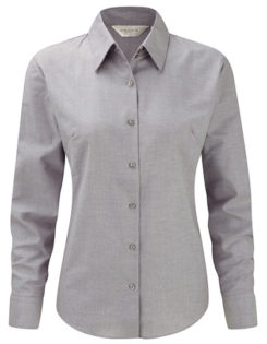 Ladies Long Sleeve Oxford Shirt Russel - silver