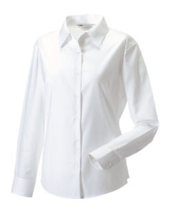 Ladies Long Sleeve Oxford Shirt Russel - white