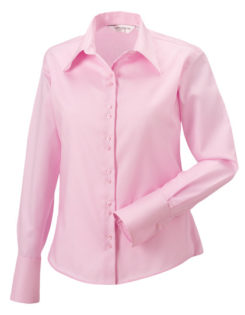 Ladies Long Sleeve Ultimate Non Iron Shirt Russell - classic pink