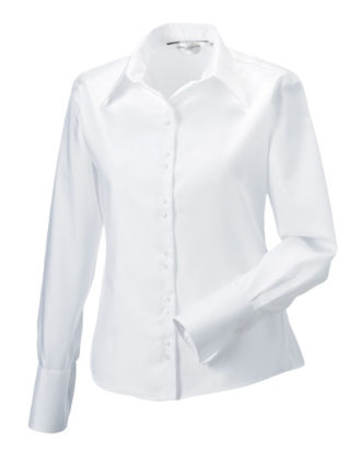 Ladies Long Sleeve Ultimate Non Iron Shirt Russell - white
