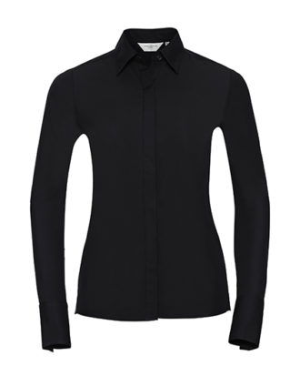 Ladies Long Sleeve Ultimate Stretch Shirt Russel - black - Kopie