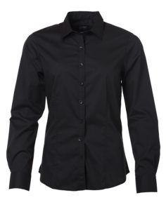 Ladies Shirt Longsleeve Poplin James & Nicholson - black