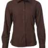 Ladies Shirt Longsleeve Poplin James & Nicholson - brown