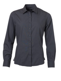 Ladies Shirt Longsleeve Poplin James & Nicholson - carbon