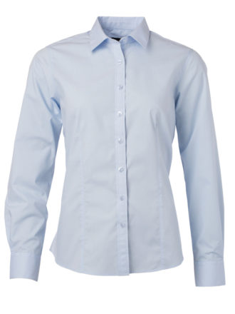 Ladies Shirt Longsleeve Poplin James & Nicholson - light blue