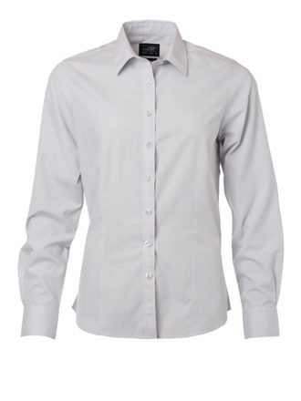 Ladies Shirt Longsleeve Poplin James & Nicholson - light grey