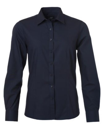 Ladies Shirt Longsleeve Poplin James & Nicholson - navy