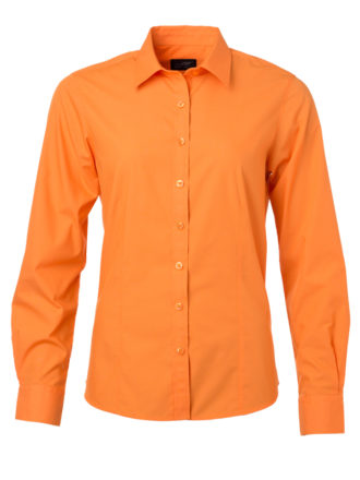 Ladies Shirt Longsleeve Poplin James & Nicholson - orange