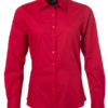 Ladies Shirt Longsleeve Poplin James & Nicholson - red