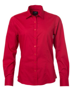 Ladies Shirt Longsleeve Poplin James & Nicholson - red