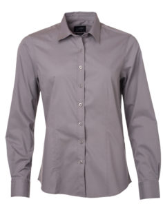 Ladies Shirt Longsleeve Poplin James & Nicholson - steel grey