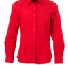 Ladies Shirt Longsleeve Poplin James & Nicholson - tomato