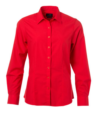 Ladies Shirt Longsleeve Poplin James & Nicholson - tomato