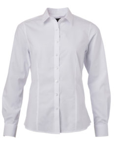 Ladies Shirt Longsleeve Poplin James & Nicholson - white