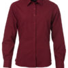 Ladies Shirt Longsleeve Poplin James & Nicholson - wine