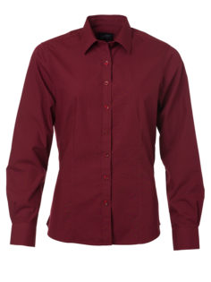 Ladies Shirt Longsleeve Poplin James & Nicholson - wine