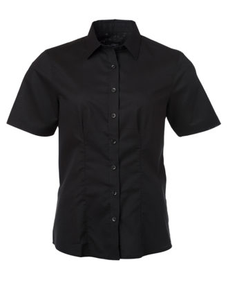 Ladies Shirt Shortsleeve Oxford James & Nicholson - black