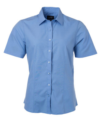 Ladies Shirt Shortsleeve Poplin James & Nicholson - aqua